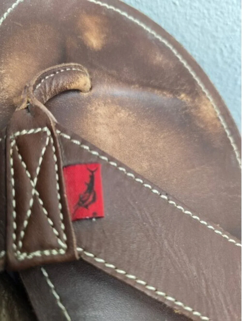 Vintage Tommy Bahama Men's Brown Leather Flip Flop Sandals Size 12 - Fair